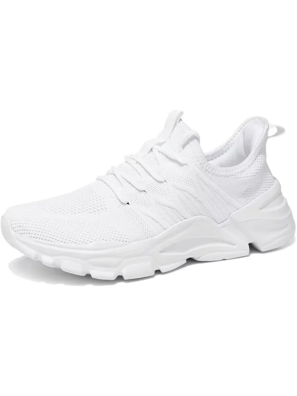 Men's White Lightweight Athletic Running Walking Non Slip Shoes Sneakers